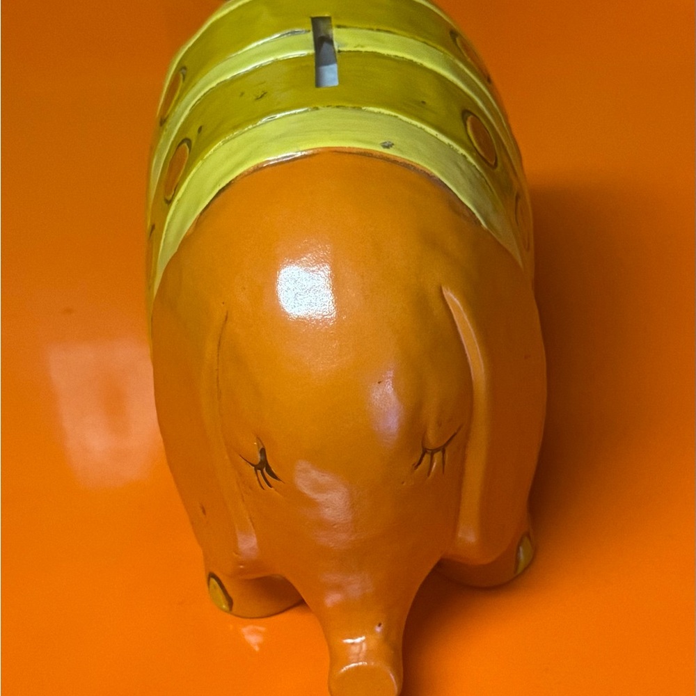 Pride Creations Vibrant Orange and Yellow Elephant Coin Bank